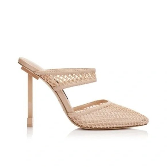 🆕JESSICA RICH Ysabelle Fishnet Pointed Toe Heels Shoes Beige 9 - Picture 2 of 11